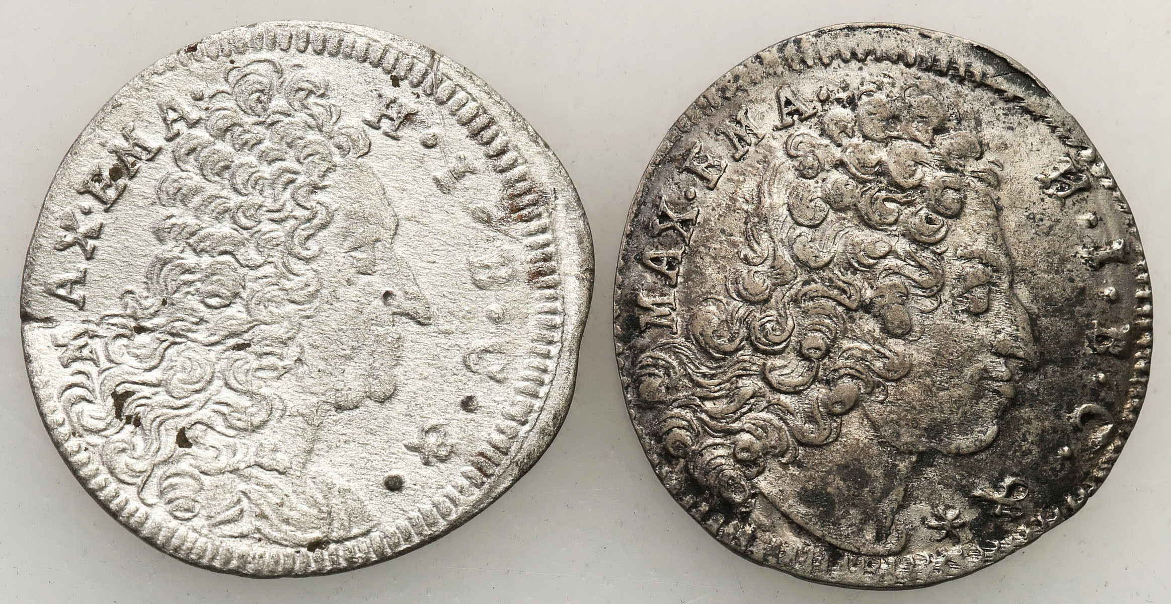 Niemcy, Bayern. Maximilian II. Emanuel (1679-1726). 3 krajcary 1718, 1724, zestaw 2 monet